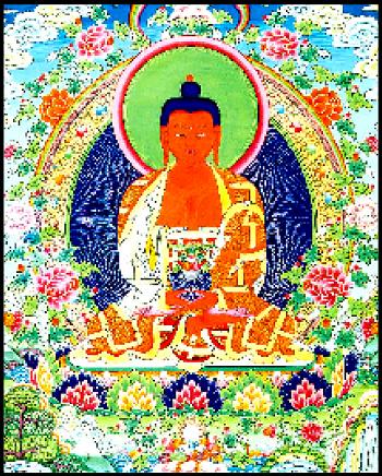 Hình Phật trang trí hoa sen theo  phong cách Tây Tạng